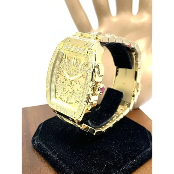 JBW Men's Watch PS570A Echelon Swiss Quartz Diamond Gold Steel Platinum Series
